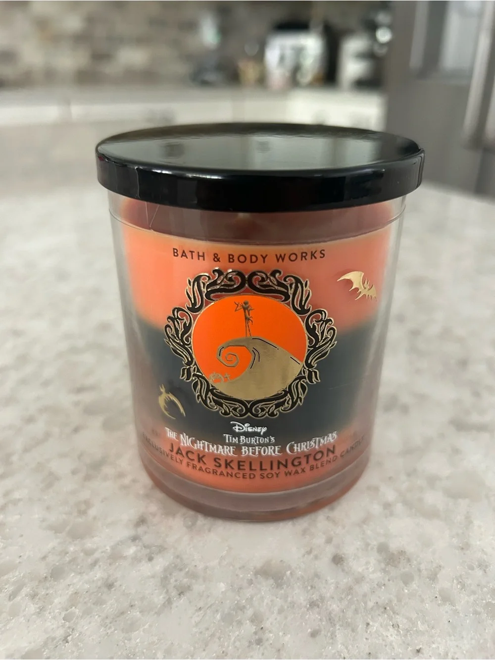 “New” Bath & Body Works Jack Skellington Candle - Orange & Black